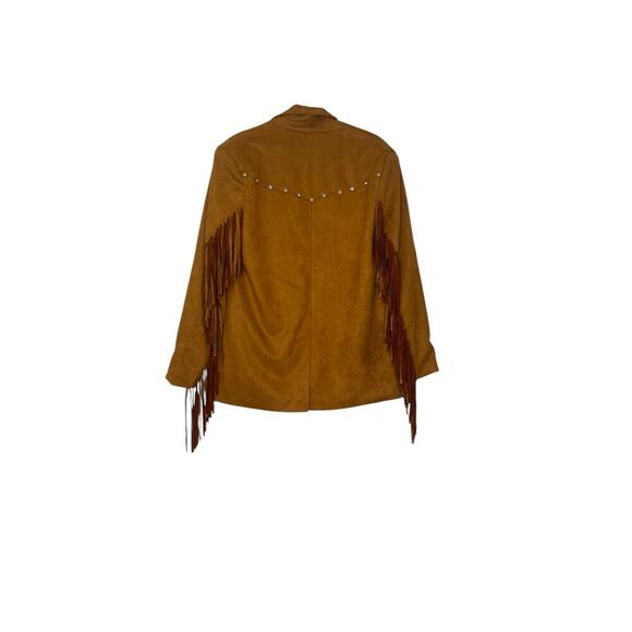 Forever 21 Rhinestone Fringe Faux Suede Blazer Pine Bark Size:M Women’s Western - Picture 2 of 6